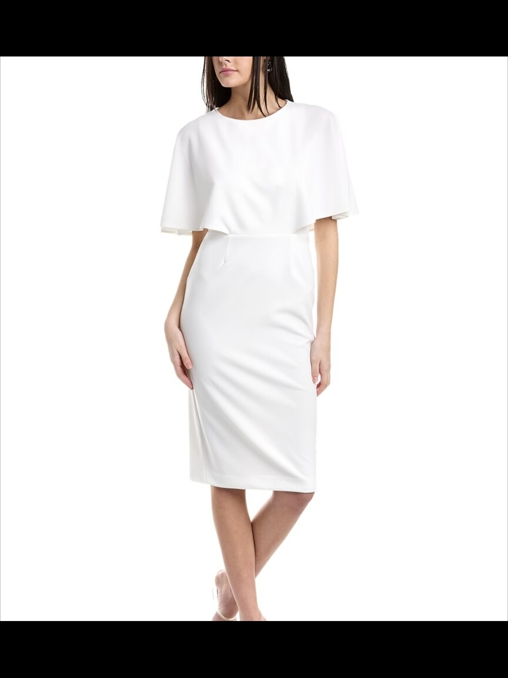 Alexia Admor White Sheath Cape Dress Spring Wedding Cocktail Size Medium